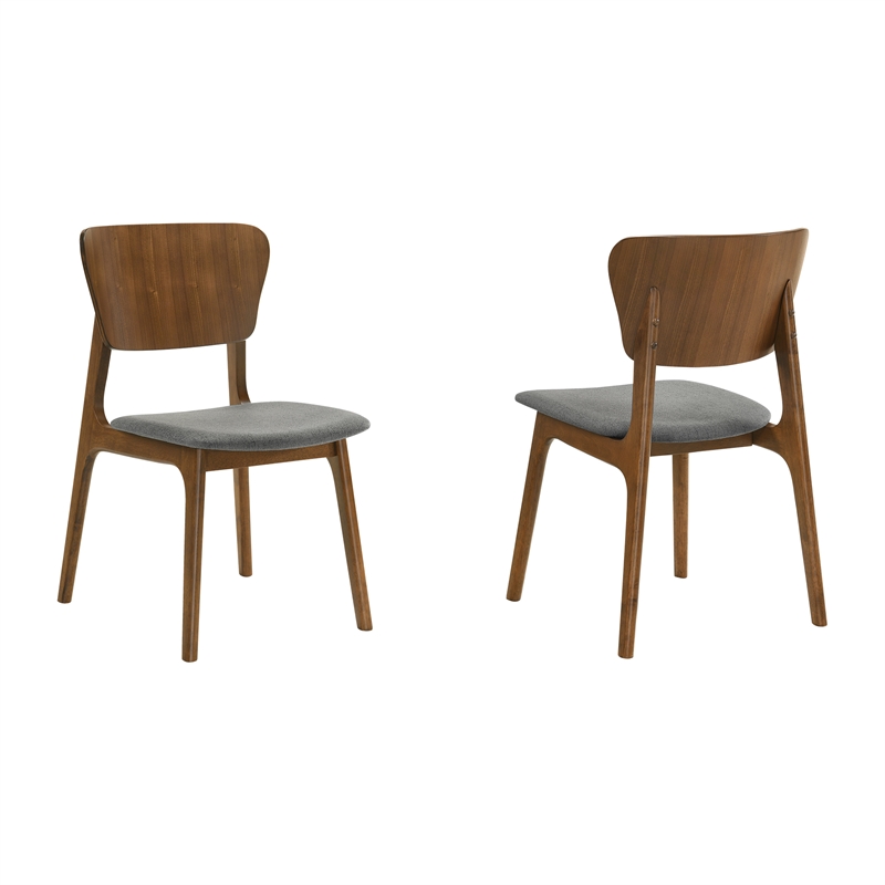 Kalia Wood Dining Chair in Walnut Finish with Charcoal Fabric - Set of 4