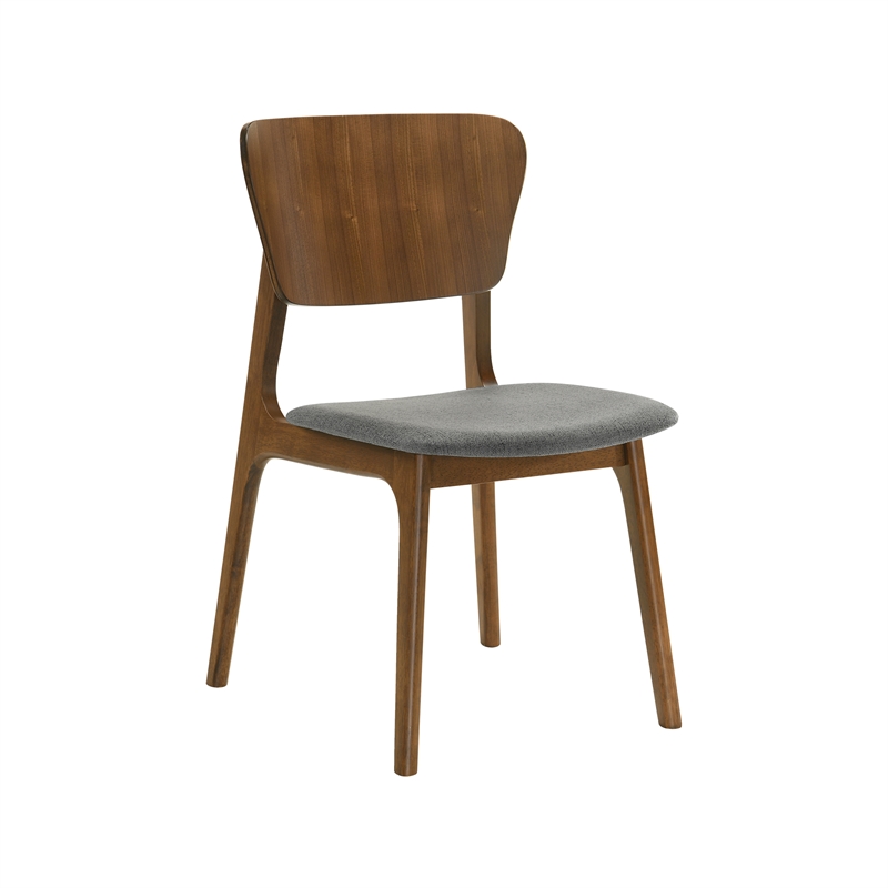 Kalia Wood Dining Chair in Walnut Finish with Charcoal Fabric - Set of 4