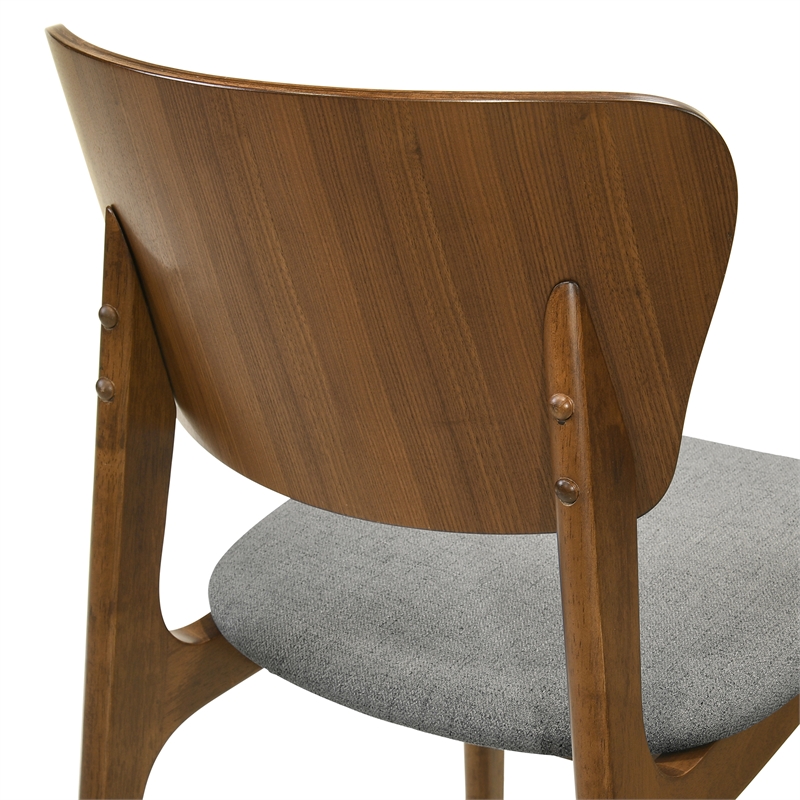 Kalia Wood Dining Chair in Walnut Finish with Charcoal Fabric - Set of 4