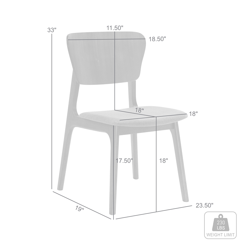 Kalia Wood Dining Chair in Walnut Finish with Charcoal Fabric - Set of 6