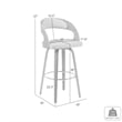 Shelly Counter Height Swivel Bar Stool in Oak with White Faux Leather Seat