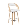 Shelly Counter Height Swivel Bar Stool in Oak/White Faux Leather- Set of 3