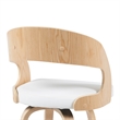 Shelly Modern Bar Height Swivel Stool in Oak/White Faux Leather Upholstered Seat