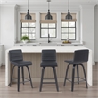 Vienna Counter Height Swivel Bar Stool -Black Faux Leather Seat/Black Wood Frame
