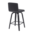 Vienna Counter Height Swivel Bar Stool -Black Faux Leather Seat/Black Wood Frame