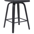 Vienna Counter Height Swivel Bar Stool -Black Faux Leather Seat/Black Wood Frame