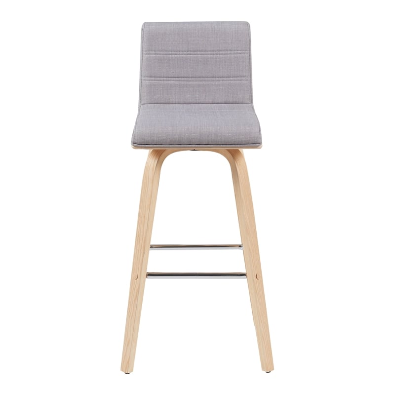 Vienna Modern Swivel Bar Height Stool with Grey Seat and Oak Wood Frame-Set of 2