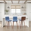 Vienna Counter Height Swivel Bar Stool w/ Vintage Blue Seat & Walnut Wood Frame