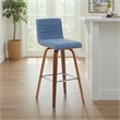 Vienna Swivel Bar Height Stool with Vintage Blue Seat and Walnut Wood