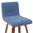 Vienna Swivel Bar Height Stool with Vintage Blue Seat and Walnut Wood