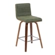 Vienna Counter Height Swivel Bar Stool - Vintage Green Seat/Walnut Wood-Set of 4