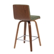 Vienna Counter Height Swivel Bar Stool - Vintage Green Seat/Walnut Wood-Set of 4