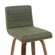 Vienna Counter Height Swivel Bar Stool - Vintage Green Seat/Walnut Wood-Set of 4