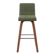 Vienna Modern Swivel Bar Height Stool with Vintage Green Seat and Walnut Frame