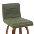 Vienna Swivel Bar Height Stool with Vintage Green Seat and Walnut Wood- Set of 4