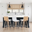 Vienna Counter Height Swivel Bar Stool with White Faux Leather Seat and Oak Wood