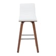 Vienna Swivel Bar Height Stool with Snow White Faux Leather Seat and Walnut Wood