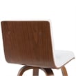 Vienna Swivel Bar Height Stool with Snow White Faux Leather Seat and Walnut Wood