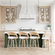 Shelly Counter Height Swivel Bar Stool in Oak/White Faux Leather- Set of 4