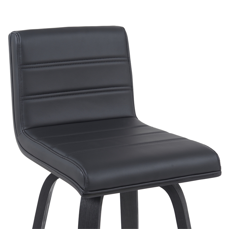 Vienna Counter Height Swivel Bar Stool w/ Black Faux Leather Seat/Black-Set of 3