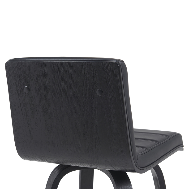 Vienna Counter Height Swivel Bar Stool w/ Black Faux Leather Seat/Black-Set of 3