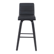 Vienna Swivel Bar Height Stool with Black Faux Leather Seat and Black Wood Frame