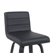 Vienna Swivel Bar Height Stool with Black Faux Leather Seat and Black Wood Frame
