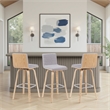 Vienna Swivel Bar Height Stool with Grey Seat/Oak Wood Frame- Set of 3