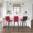 Vienna Counter Height Swivel Bar Stool with Red Seat and Brushed Wood Frame