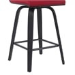Vienna Counter Height Swivel Bar Stool with Red Seat and Brushed Wood Frame