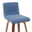 Vienna Counter Height Swivel Bar Stool with Vintage Blue Seat/Walnut- Set of 2