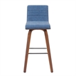 Vienna Swivel Bar Height Stool with Vintage Blue Seat and Walnut - Set of 2