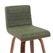 Vienna Counter Height Swivel Bar Stool with Green Seat and Walnut Wood- Set of 2