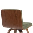 Vienna Swivel Bar Height Stool with Green Seat/Walnut Wood Frame- Set of 2