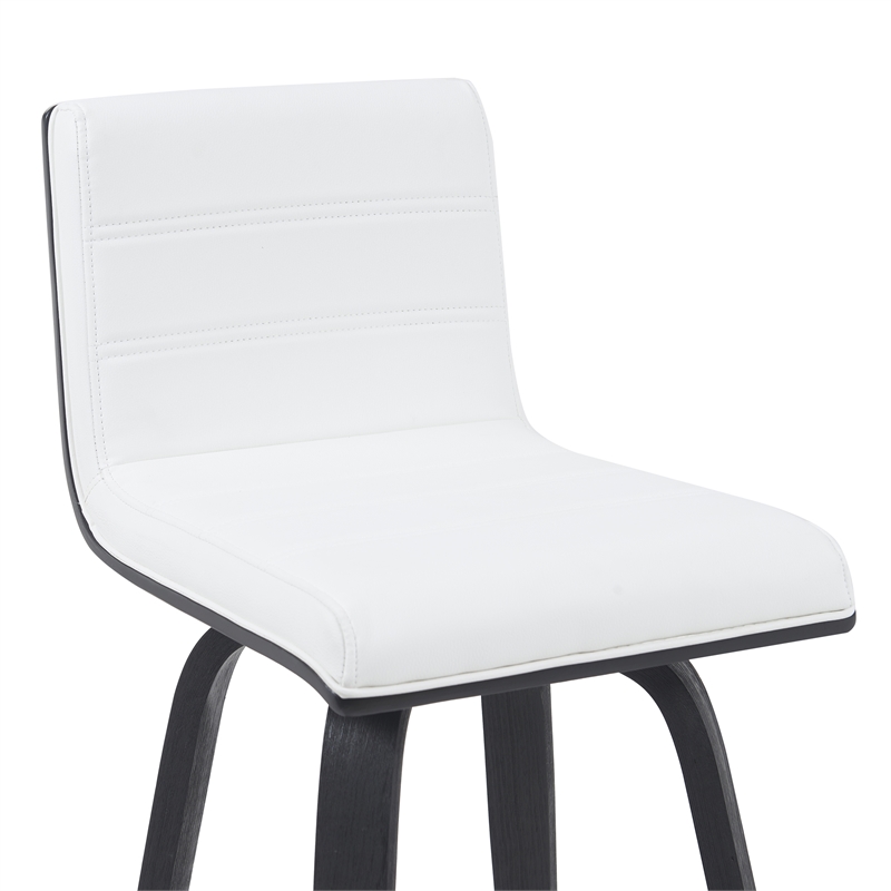 Vienna Counter Height Swivel Bar Stool w/ Snow White Faux Leather Seat/Black