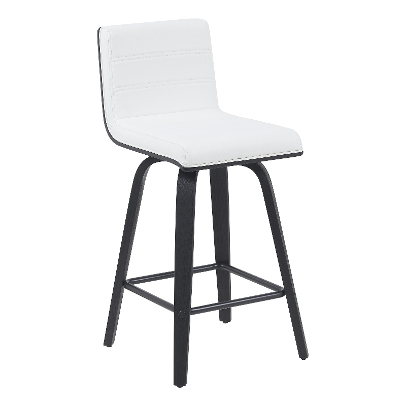 Vienna Counter Height Swivel Bar Stool w/ Snow White Faux Leather Seat/Black
