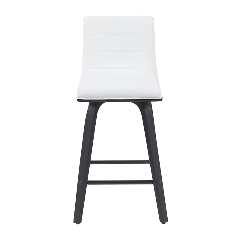 Vienna Counter Height Swivel Bar Stool in Snow White Faux Leather/Black-Set of 3