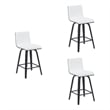 Vienna Counter Height Swivel Bar Stool in Snow White Faux Leather/Black-Set of 3