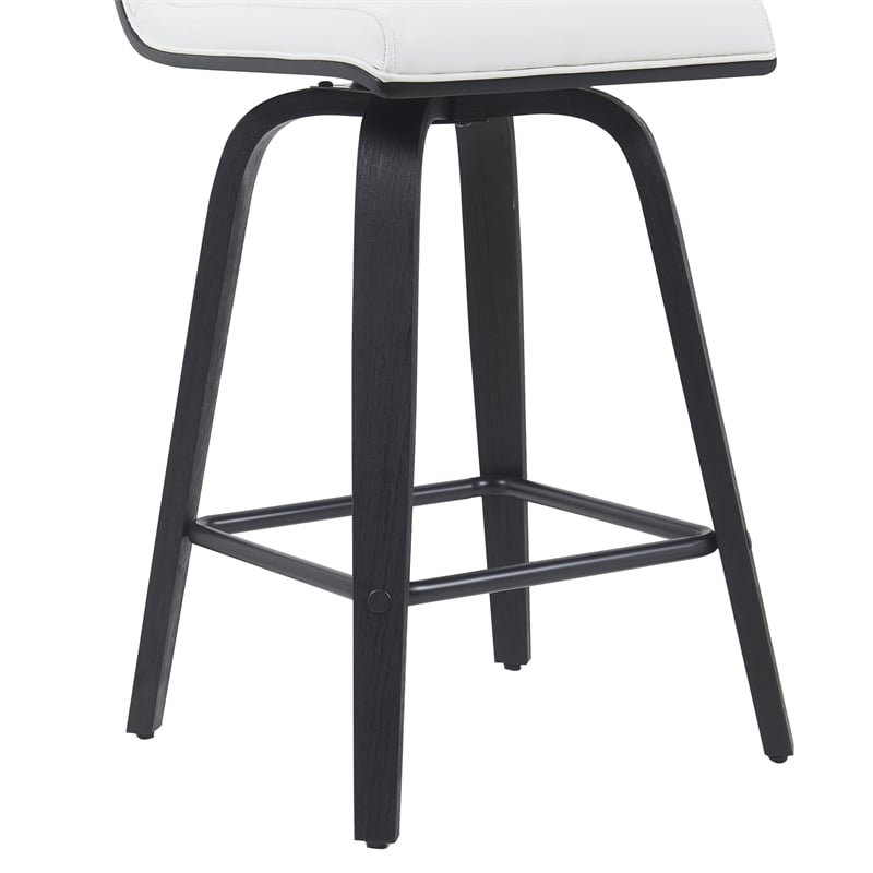 Vienna Counter Height Swivel Bar Stool w/ Snow White Faux Leather/Black-Set of 4
