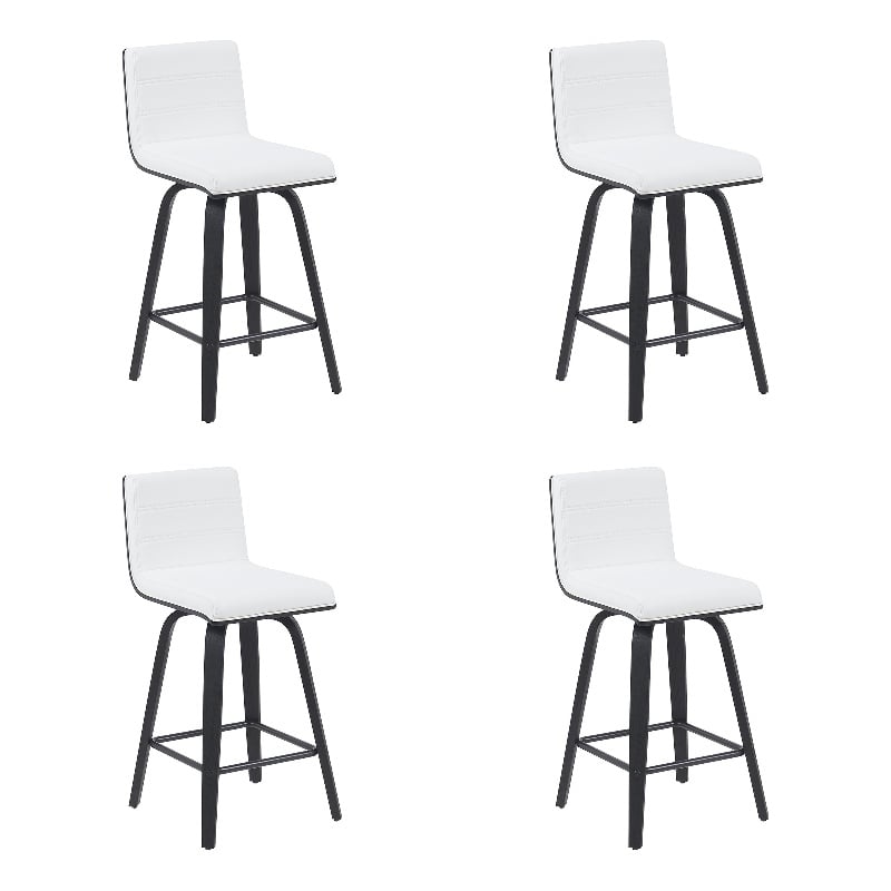Vienna Counter Height Swivel Bar Stool w/ Snow White Faux Leather/Black-Set of 4