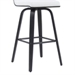 Vienna Swivel Bar Height Stool with Snow White Faux Leather Seat/Black Brushed