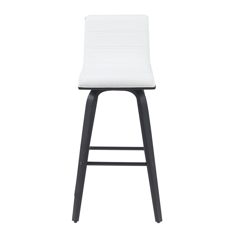 Vienna Swivel Bar Height Stool with Snow White Faux Leather Seat/Black- Set of 4
