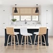 Vienna Counter Height Swivel Barstool White Faux Leather Seat/Oak Wood- Set of 4