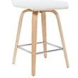 Vienna Counter Height Swivel Barstool White Faux Leather Seat/Oak Wood- Set of 4