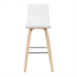 Vienna Swivel Bar Height Stool - White Faux Leather Seat/Oak Wood Frame-Set of 4
