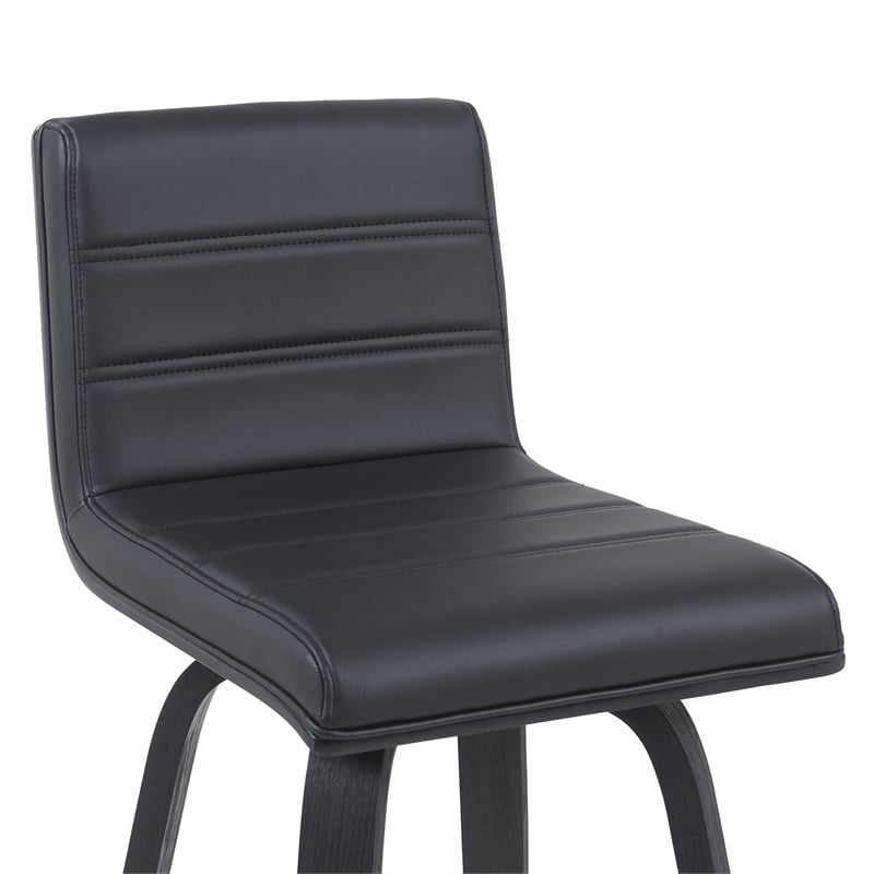Vienna Counter Height Swivel Bar Stool w/ Black Faux Leather Seat/Black-Set of 2