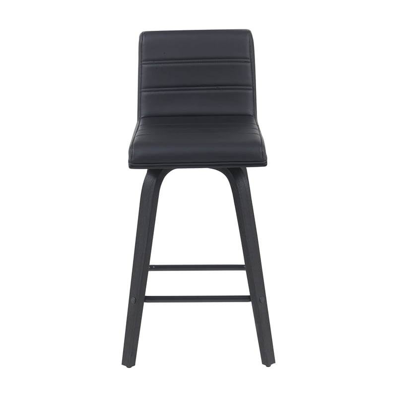 Vienna Counter Height Swivel Bar Stool w/ Black Faux Leather/Black - Set of 4