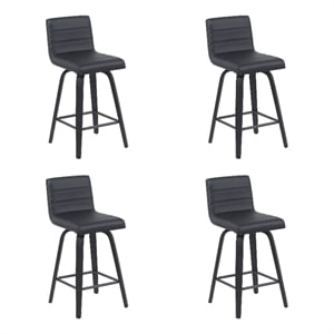 Vienna Counter Height Swivel Bar Stool w/ Black Faux Leather/Black - Set of 4