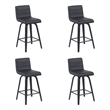 Vienna Counter Height Swivel Bar Stool w/ Black Faux Leather/Black - Set of 4
