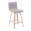 Vienna Counter Height Swivel Bar Stool with Grey Seat & Oak Wood Frame- Set of 2